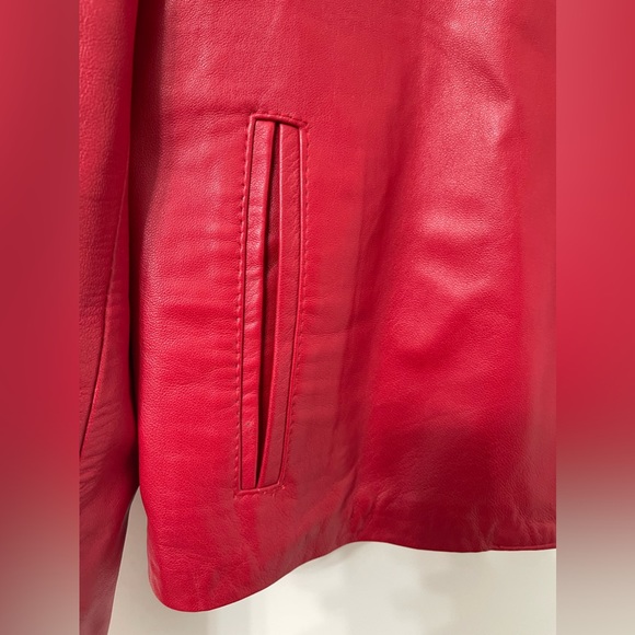 Vera Pelle Italian Red Leather Moto Style Jacket Size 46 (Small) - Picture 5 of 9